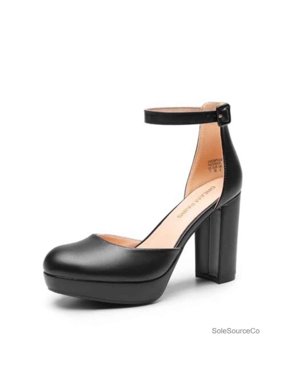 Chunky Platform Heels Mary Jane Style Closed Toe PU